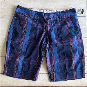Hurley Blue and Red Plaid Surfer Shorts